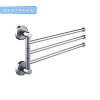 Держатель полотенца поворотный большой тройной с двойным креплением, крепление с алмазной крошкой